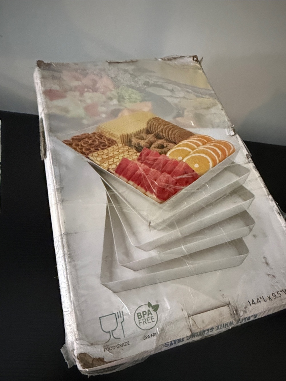 White Stackable Plastic Serving Trays - Set of 5